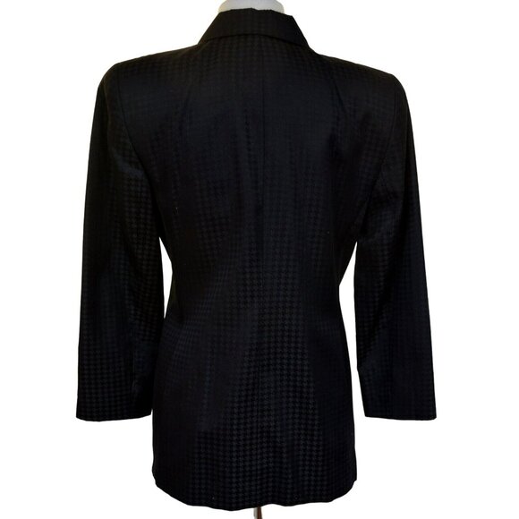 Linda Allard Ellen Tracy Black Fully Lined Cotton Blend Jacket Muted Pattern  4 - Picture 3 of 5